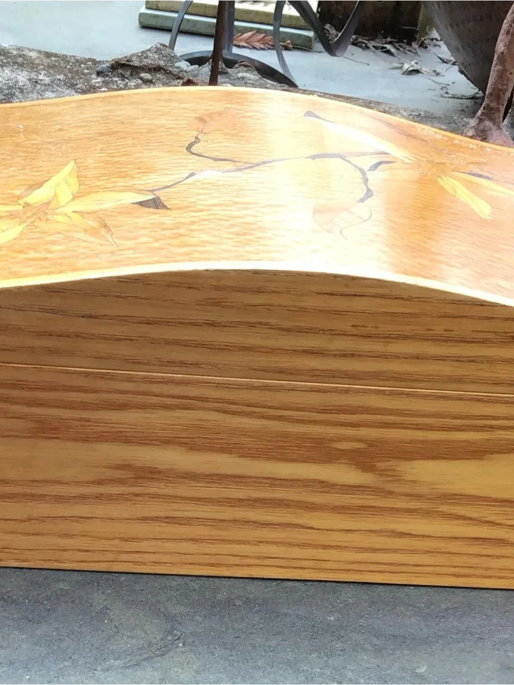 Handcrafted Large Wood Jewelry Box with Floral Inlay